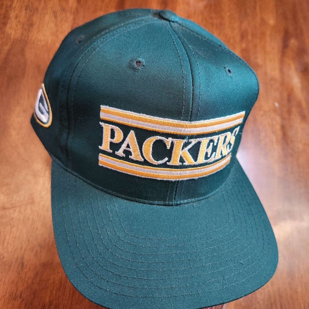 Vintage Green Bay Packers Hat Snapback Double Bar Side Logo Twill NFL Football